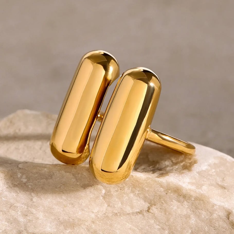 1 Piece Simple Style Geometric Stainless Steel Gold Plated Women's Adjustable Rings